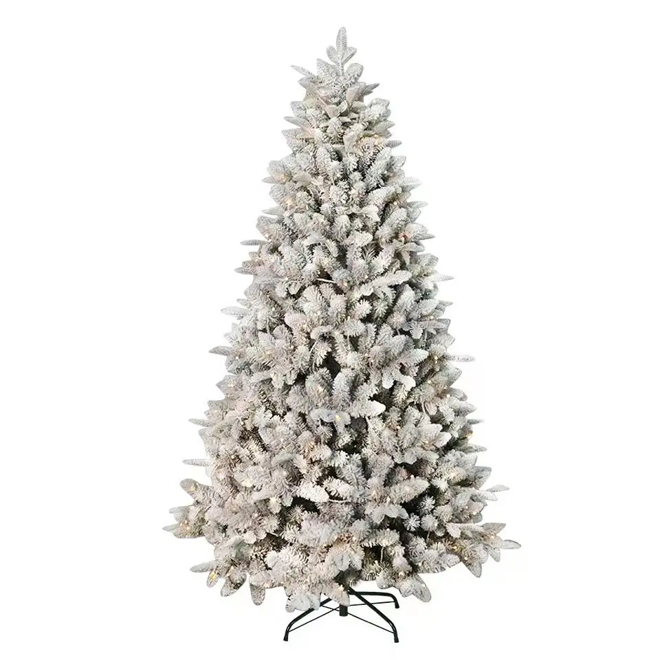 高品質の人工雪が群がったクリスマスツリーカスタマイズされたサイズLEDライト付きプレライトクリスマスツリー