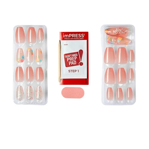 <span class=keywords><strong>Uñas</strong></span> Postizas Hechas a Mano Ffin, <span class=keywords><strong>Uñas</strong></span> con Líneas <span class=keywords><strong>Rosas</strong></span> y Negras con Diseños de Pedrería Plana - Product Image 5