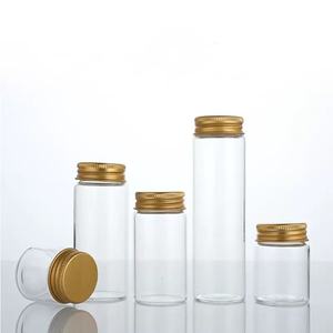 Bouteille en verre transparent pour aliments, avec couvercle en aluminium doré, bouteille scellée, capsule de bonbons, bouteille divisée - Product Image 1
