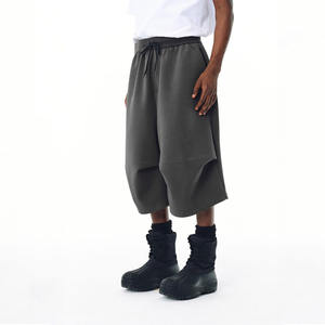 Shorts de sport d'été personnalisés pour hommes, 100% coton, respirant, Bermuda de course, taille mi-haute, long, 380 g/m², uni, taille élastique surdimensionnée - Product Image 3