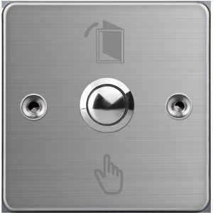 Bouton de contrôle d'accès 86x86 en acier inoxydable, normalement ouvert, à réinitialisation automatique, pour sortie d'ascenseur - Product Image 1