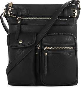 Borsa a tracolla impermeabile in morbida pelle con chiusura a cerniera a due cinghie - Product Image 1