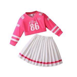 Nuovo Stile Autunnale per Ragazze: Top a Maniche Lunghe e Gonna con Stampa di Lettere e Numeri in Stile Americano per Bambine 4-7 Anni - Product Image 1