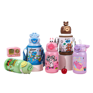 316 acier inoxydable isolé sous vide enfants bouteille d'eau mignon dessin animé sangle rabat couvercle résistant à la chaleur classique tasse enfants - Product Image 1