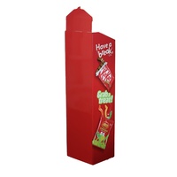 Support de présentation au sol en carton personnalisé à 5 niveaux avec en-tête découpée pour la promotion de snacks, bonbons et chocolats en magasin