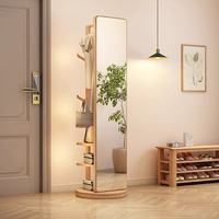 Porte-manteau sur pied intégral pivotant et mobile pour usage domestique, en bois massif, style ancien, vente en gros