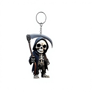 2026年クロスボーダー新作モダンスカルカーキーホルダーペンダント2Dアクリルフラットデザインバレンタインデーギフトデコレーションチャーム - Product Image 1