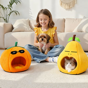 Großhandel niedlichen weichen flauschigen Fruchtform Indoor <span class=keywords><strong>Cat</strong></span> Cave Bett Welpe Haustier Schlaf bett Kissen Haus - Product Image 5