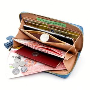 Portefeuille long en cuir PU pour femmes avec design bicolore, pochette zippée pour téléphone, cadeau promotionnel coréen élégant - Product Image 3