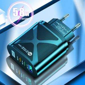 หัวชาร์จแบบพกพา 58W USB+2PD QC3.0 มาตรฐานยุโรป อเมริกา อังกฤษ ออสเตรเลีย ชาร์จเร็ว Type-C สำหรับแล็ปท็อป - Product Image 1