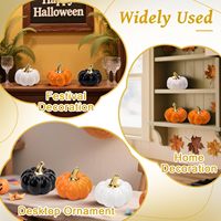 Citrouille en céramique blanche et orange de 10,5 cm, écologique, de haute qualité, artificielle, pour Halloween, Thanksgiving, récolte d'automne, décoration de ferme