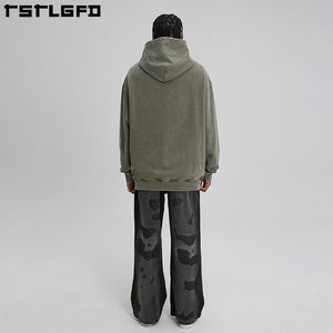 Personnalisation en gros de sweat-shirts en coton biologique pour hommes, imprimés numériquement, surdimensionnés, lavés, de haute qualité, pour l'hiver - Product Image 3