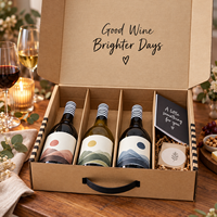 Boîte cadeau à vin en gros à quatre compartiments avec séparateurs ondulés et couvercle imprimé pour collections de dégustation de vins de vignobles