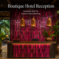 Carrelage en céramique Zellige rouge rosé fait main, tuile artistique émaillée pour la décoration murale de salles de bain, hôtels, bars et intérieurs résidentiels