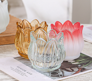 ขวดเทียนเปล่ารูปทรงดอกบัวสีขาวชมพูขนาดเล็กแบบกำหนดเองได้ สำหรับใส่เทียนแต่งงาน คริสต์มาส วันวาเลนไทน์ และวันอีสเตอร์ - Product Image 5