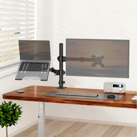 Support de bureau double pour ordinateur portable et moniteur, bras long réglable en métal, compatible VESA