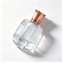 Flacon de parfum carré électroplaqué de luxe 100 ml, bouchon en zamac couronné, flacon en verre vide avec impression sérigraphique pour huile parfumée