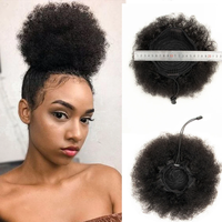Extensions de cheveux naturels pour femmes, postiches queue de cheval bouclée afro, extensions de cheveux naturels bouclés crépus avec cordon de serrage de 4 à 6 pouces