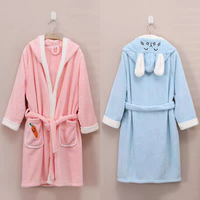 Peignoir et serviette à capuche pour enfants, très demandés, en polaire corail, couleur unie, doux et confortable pour garçons et filles