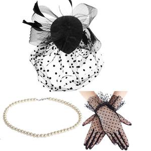 Derby Tea Party 6 pièces femmes Vintage à pois rétro robe crayon Costume avec accessoires YTHC-010 - Product Image 5