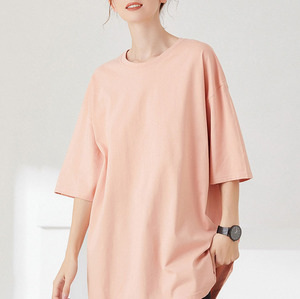 Ropa personalizada camiseta de gran tamaño de las mujeres de cuello redondo camisetas en blanco de las mujeres camisetas de gran tamaño de impresión personalizada camiseta - Product Image 2