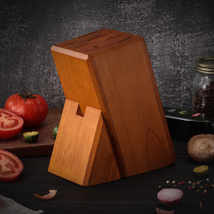 Bloc de couteaux de rangement en bois de qualité supérieure moderne 8 trous porte-<span class=keywords><strong>couteau</strong></span> en bois de caoutchouc ensembles de couteaux de cuisine Base - Product Image 2