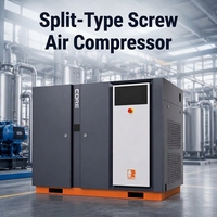Compresseur d'air à vis stationnaire de type split, refroidi par air, lubrifié, à économie d'énergie, avec contrôle PLC pour machine CNC/emballage