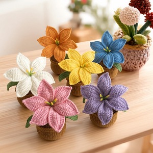 Hilo de tejer personalizado, plantas en maceta tejidas a mano, adornos de escritorio terminados, macetas tejidas, plantas de lirio en maceta tejidas. - Product Image 2