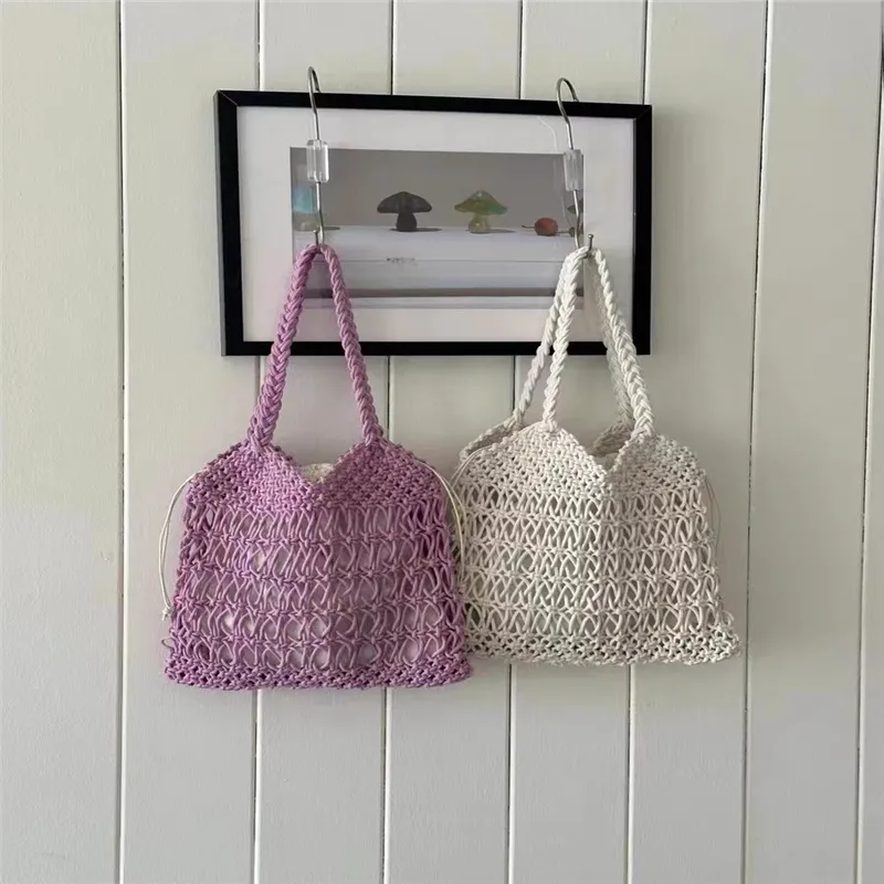 Ph2021 Handgemaakte Weverij Mesh Tas Strand Vakantie Macrame Schoudertas Bohemian Draagtas