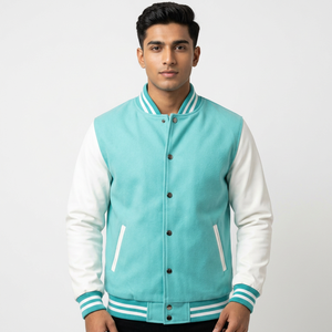 2025 Custom Logo Embroidery High Wool Leather Varsity Jacket <b>Men</b> Single Winter Outdoor Baseball Casual OEM Wholesale Size - Product Image 1