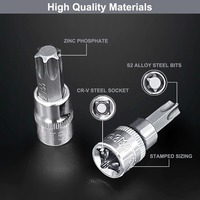Jeu de douilles à embouts combinés 13 pièces 1/4 3/8 et 1/2 "Drive T8 - T70 Hex Torx Hand Tool Torx Star Bit Socket Set