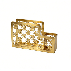 <span class=keywords><strong>Prix</strong></span> <span class=keywords><strong>d</strong></span>'usine, vente en gros, boîte à mouchoirs en acier inoxydable brillant doré, porte-serviettes triangulaire en métal pour table - Product Image 4
