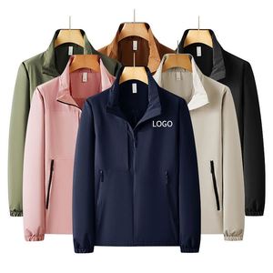 Veste de sport longue unisexe imperméable coupe-vent à col montant avec fermeture éclair en tissu Oxford, design uni tendance pour le printemps et la montagne - Product Image 4