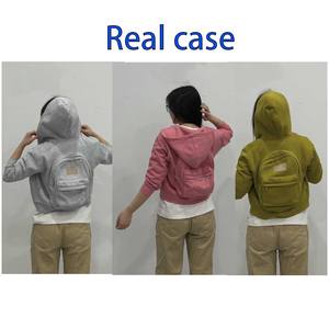 Custom Zipper Backpack Hoodie Children Kids Jacket Silicone LOGO Plain Streetwear Women Loose Heavyweight Oversized <strong>Hoddies</strong> Mens - Product Image 2
