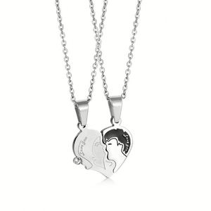 Collar con Colgante de Corazón Roto Chapado en Oro para Enamorados Chinos, Regalo de San Valentín - Product Image 2