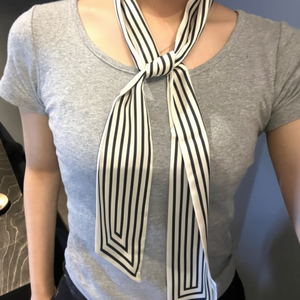 Pañuelo largo a rayas marfil 130cm Bufanda pequeña - Product Image 1