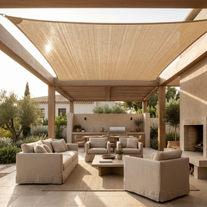 Voile d'<span class=keywords><strong>ombrage</strong></span> rectangulaire en HDPE, protection UV et anti-infrarouge, <span class=keywords><strong>toile</strong></span> poly beige tissée, taux d'<span class=keywords><strong>ombrage</strong></span> 30%-95%, pour terrasse extérieure - Product Image 1