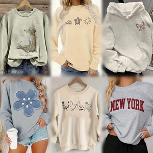 เสื้อสเวตเชิ้ตผู้หญิงถักนิตติ้งสำหรับฤดูใบไม้ร่วงและฤดูหนาว ผ้าโพลีเอสเตอร์/คอตตอน ทรงหลวม ใส่สบาย อุ่น นุ่ม สีพื้น ขายส่ง - Product Image 2