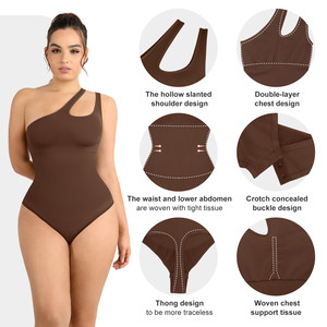 <span class=keywords><strong>Body</strong></span> modellante senza cuciture alla moda Trimmer da donna con trenino elastico in maglia <span class=keywords><strong>monospalla</strong></span> di nuovo Design - Product Image 2