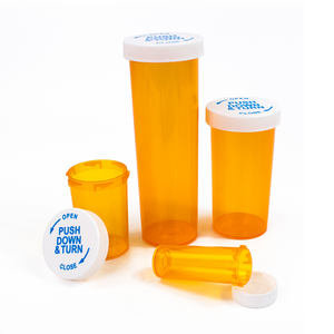 Frascos de plástico coloridos con tapa reversible Amber Thumb Tab para pastillas y medicamentos - Product Image 1