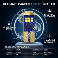 Nouveau TH Howie T10-18SMD-2016 LED 2W 12-24V pour feux de position/phare, remplacement des feux de plaque d'immatriculation et d'instrumentation 6000K 245LM 170MA Error