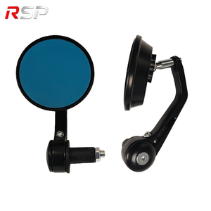 กระจกมองหลังมอเตอร์ไซค์แบบใหม่ ขนาด 7 8 22 มม. ติดปลายแฮนด์ กระจกสีฟ้า อลูมิเนียมอัลลอยด์ พลาสติก เลนส์ <span class=keywords><strong>HD</strong></span> ป้องกันการบิดเบือน สีดำ - Product Image 1