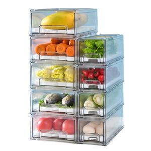 PET Material Transparent Storage Fridge Organizer Refrigerator Container Food Storage Containers For Fruit Vegetables Meat