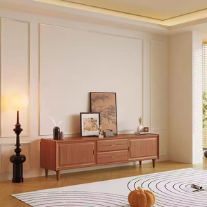 Mueble de TV Pequeño con Almacenamiento Integrado, Madera de Roble Macizo, Estilo Nórdico Europeo, Soporte de TV con Almacenamiento en el Suelo - Product Image 5