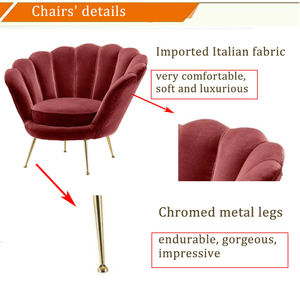 <span class=keywords><strong>Fauteuil</strong></span> d'appoint à cadre doré de luxe Pieds en acier inoxydable Salon à fleurs en velours <span class=keywords><strong>rose</strong></span> tufté pour chambre à coucher salon rembourré - Product Image 4