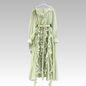 Abiti firmati di alta qualità abito lungo in raso tinta unita per donne musulmane modesto <span class=keywords><strong>da</strong></span> <span class=keywords><strong>sera</strong></span> per abiti <span class=keywords><strong>da</strong></span> <span class=keywords><strong>sera</strong></span> con volant abito <span class=keywords><strong>Casual</strong></span> di classe - Product Image 3