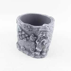 Dekorasi vas taman semen dasar kayu mewah abu-abu Modern minimalis baru <span class=keywords><strong>2025</strong></span> untuk dekorasi rumah penanam buatan tangan Desktop luar ruangan - Product Image 2