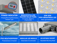 Lampe solaire tout-en-un intégrée pour rue, éclairage extérieur étanche, module d'éclairage LED pour rue, 100W 200W 300W 500W, CRI élevé 90
