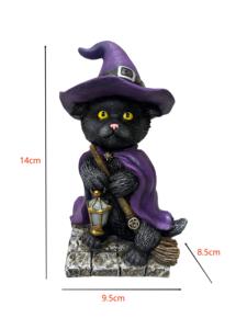 Figurine en résine <span class=keywords><strong>de</strong></span> haute qualité chat sorcière tenant un balai chaton noir pour la décoration <span class=keywords><strong>de</strong></span> la maison d'Halloween - Product Image 5