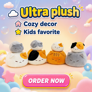 Juguete de Peluche Apilable de Gato con Diseño de Patchwork Multicolor, Cuerpo Redondo y Regordete, Relleno Suave y Esponjoso, Juguete de Peluche de Dibujos Animados, ¡Venta Caliente! - Product Image 1